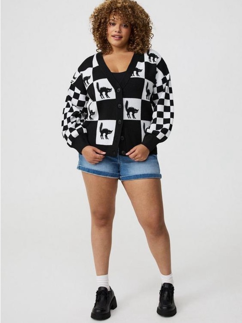 torrid Black White Black Cats Cardigan Halloween 1